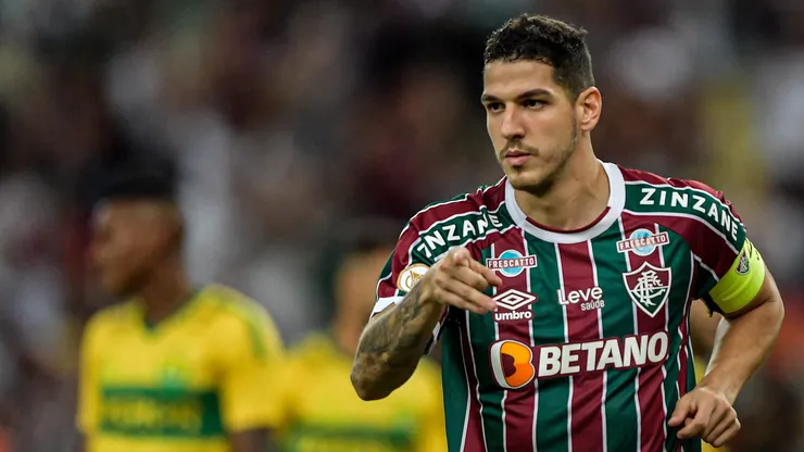 RJ - RIO DE JANEIRO - 13/05/2023 - BRASILEIRO A 2023, FLUMINENSE X CUIABA - Nino jogador do Fluminense comemora seu gol durante partida contra o Cuiaba no estadio Maracana pelo campeonato BRASILEIRO A 2023. Foto: Thiago Ribeiro/AGIF
