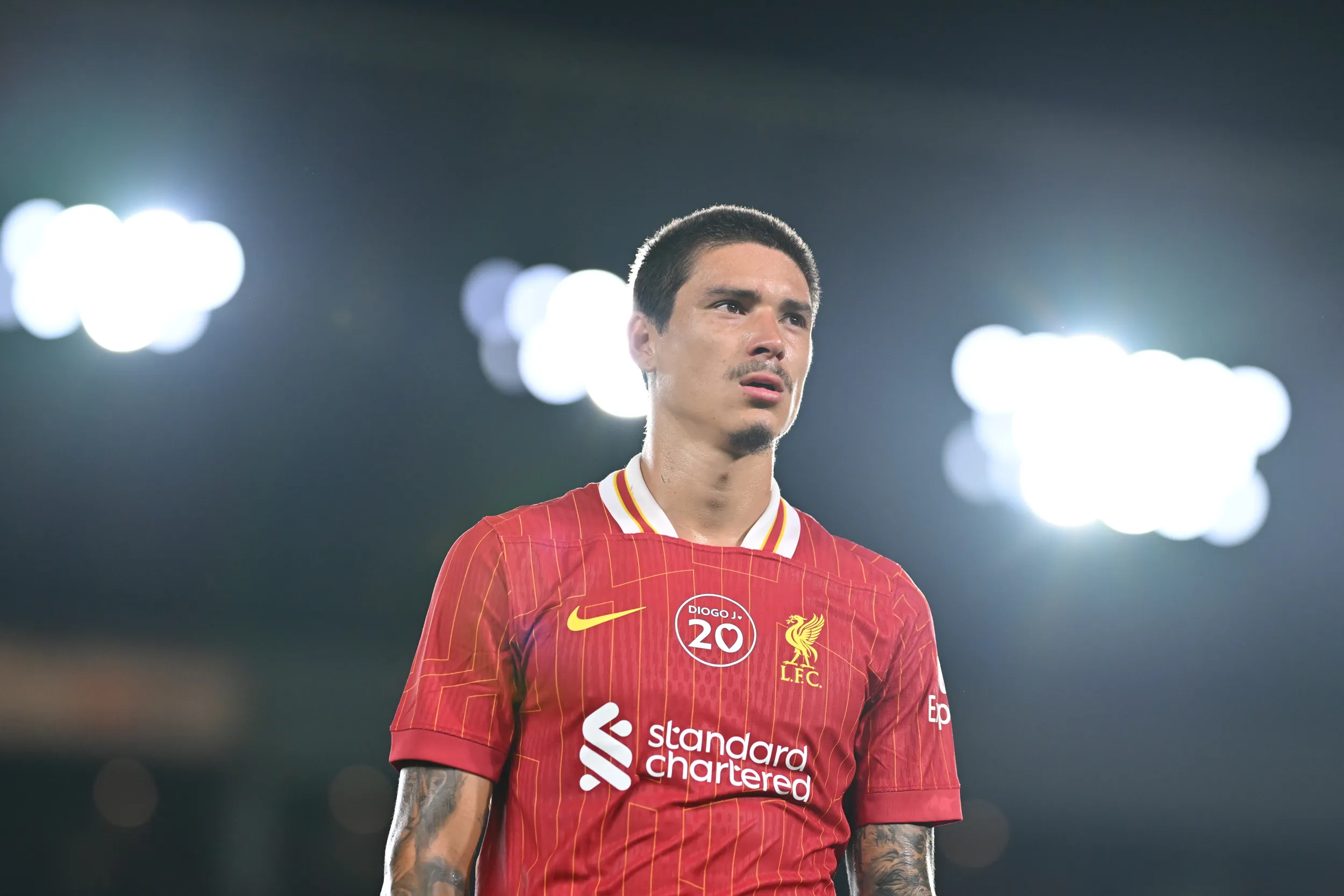 YOKOHAMA, JAPAN – JULY 30: Darwin Nunez of Liverpool FC is seen after the MEIJI YASUDA J.LEAGUE World Challenge 2025 presented by The Nippon Foundation match between Yokohama F•Marinos and Liverpool at Nissan Stadium on July 30, 2025 in Yokohama, Kanagawa, Japan. (Photo by Kenta Harada/Getty Images)
