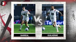 Barreal e Guilherme no Santos. Fotos: Ricardo Moreira/Getty Images