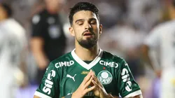 SP - SANTOS - 15/11/2025 - BRASILEIRO A 2025, SANTOS X PALMEIRAS - Flaco Lopez jogador do Palmeiras lamenta durante partida contra o Santos no estadio Vila Belmiro pelo campeonato Brasileiro A 2025. Foto: Mauricio De Souza/AGIF
