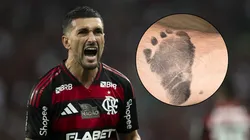 Arrascaeta anuncia o nascimento de seu primeiro filho. Fotos: Jorge Rodrigues/AGIF e reprodução Instagram