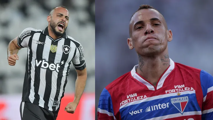 Arthur Cabral e Breno Lopes vão se enfrentar em Botafogo x Fortaleza - Fotos: Thiago Ribeiro/AGIF e Ettore Chiereguini/AGIF