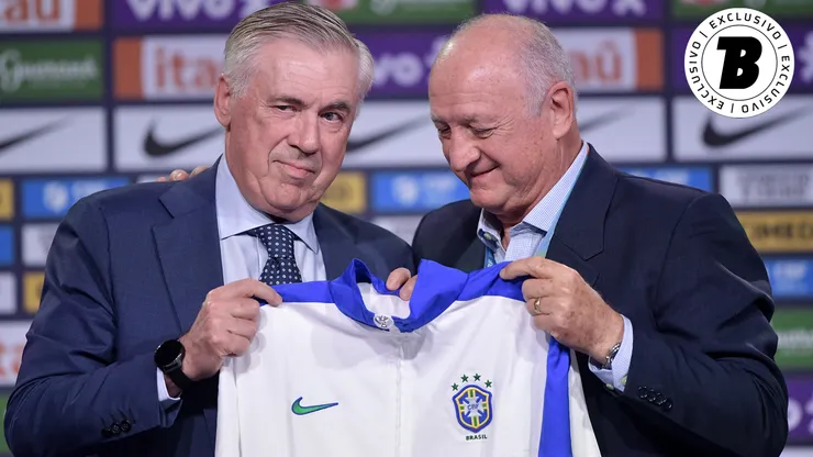 Felipão e Carlo Ancelotti em apresentação pela Seleção Brasileira. Foto: Thiago Ribeiro/AGIF