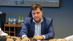 Alberto Guerra, presidente do Grêmio em reunião (Foto: Caroline Motta / Grêmio)