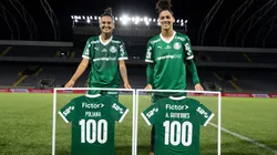 Poliana e Amanda Gutierres completaram 100 jogos pelo Palmeiras - Foto: Rebeca Reis/Ag.Paulistão