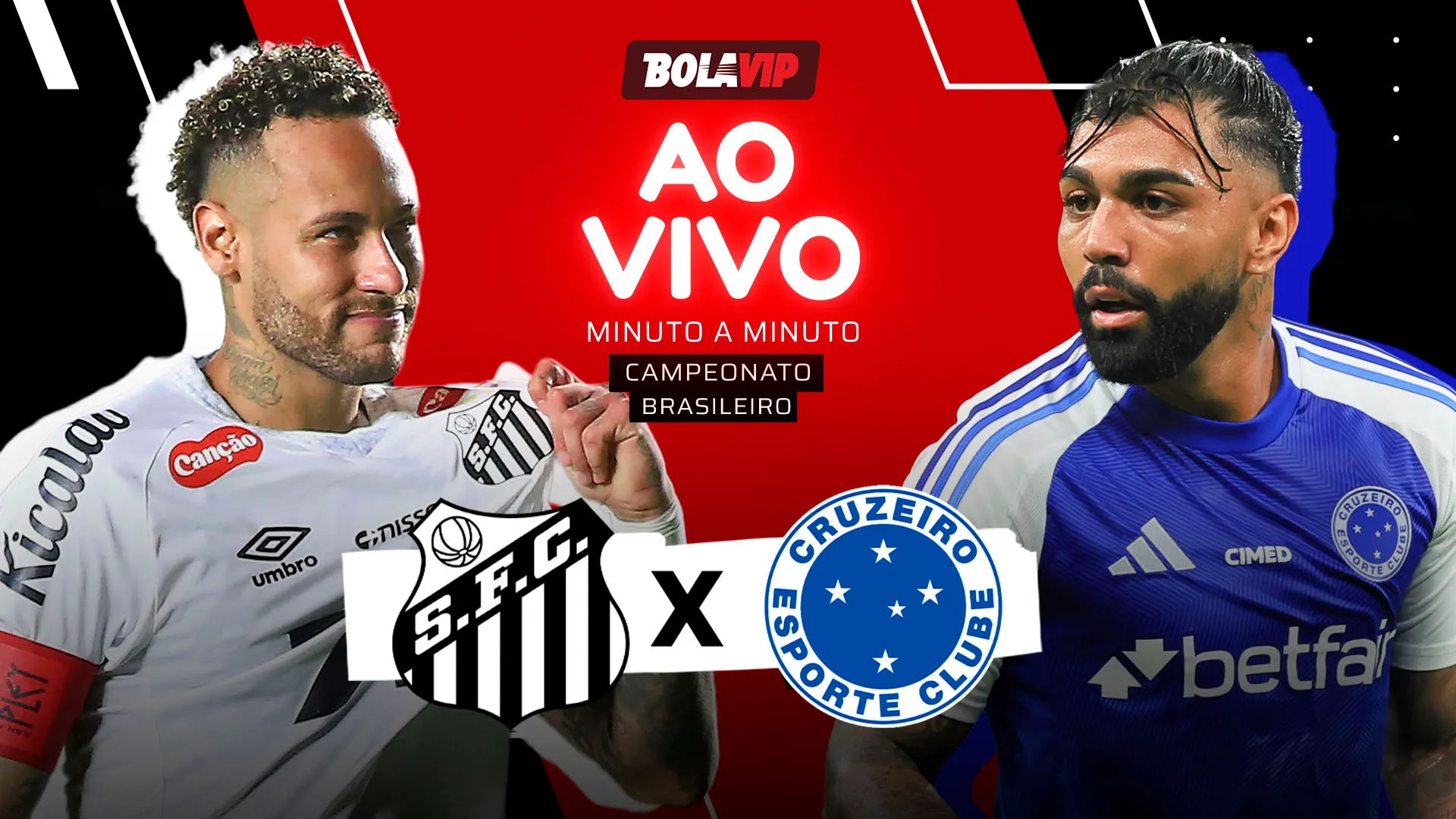 Santos x Cruzeiro foi transmitido ao vivo pelo Bolavip Brasil. Fotos: Mauricio de Souza/AGIF e Gilson Lobo/AGIF