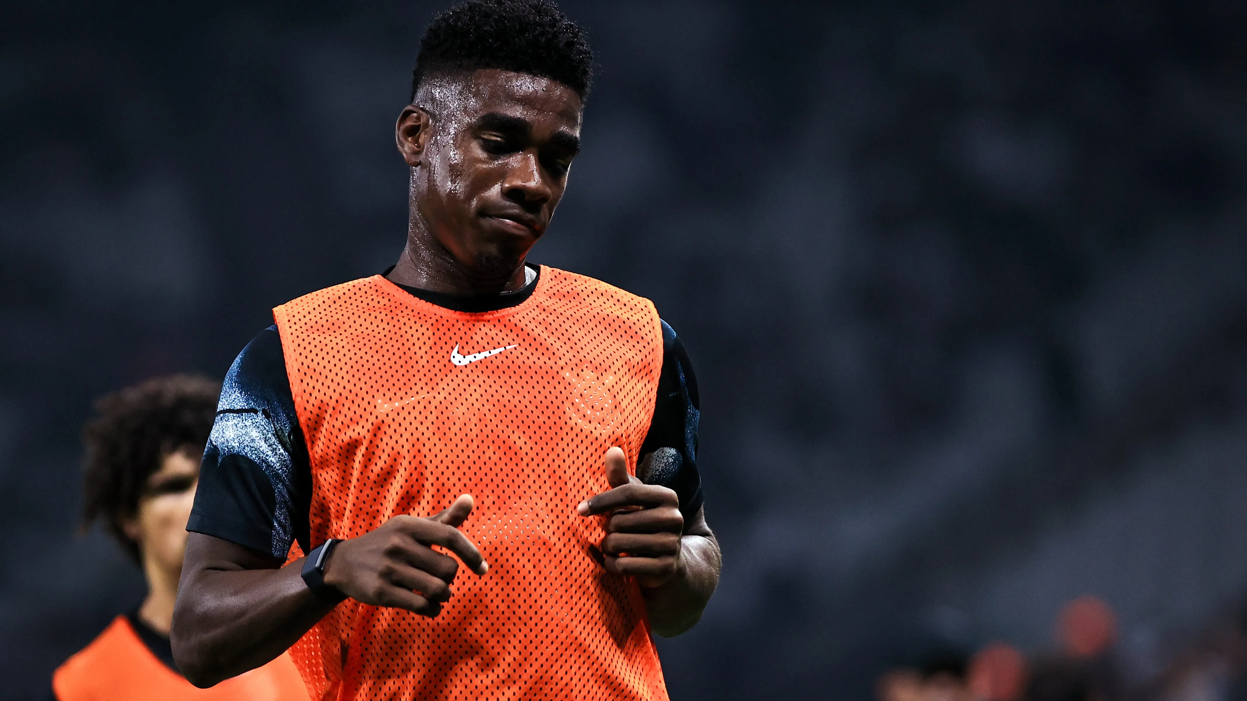 Felix Torres jogador do Corinthians durante aquecimento antes da partida contra o Novorizontino no estadio Arena Corinthians pelo campeonato Copa Do Brasil 2025. Foto: Fabio Giannelli/AGIF