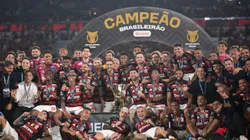 Jogadores do Flamengo comemora o título do Brasileirão