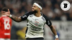 Memphis Depay comemora seu gol pelo Corinthians. Foto: Miguel Schincariol/Getty Images