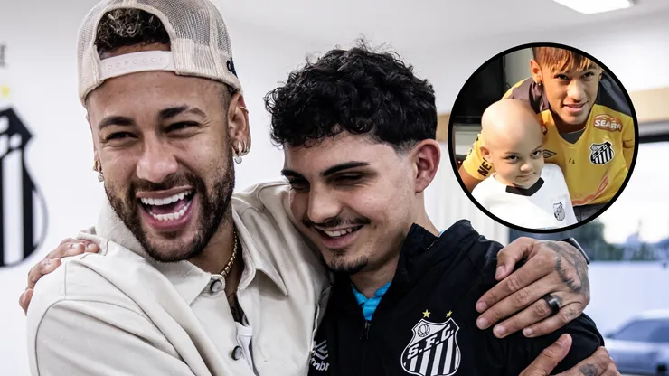 Neymar reencontra torcedor ilustre do Santos. Foto: Raul Baretta/ Santos FC.