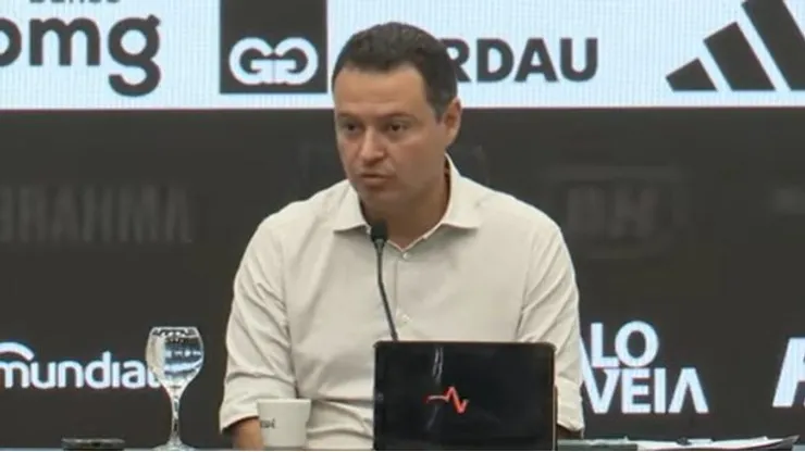 Rafael Menin mandatário da SAF do Atlético-MG durante coletiva de imprensa