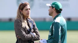 Leila em conversa com Abel Ferreira na Academia de Futebol