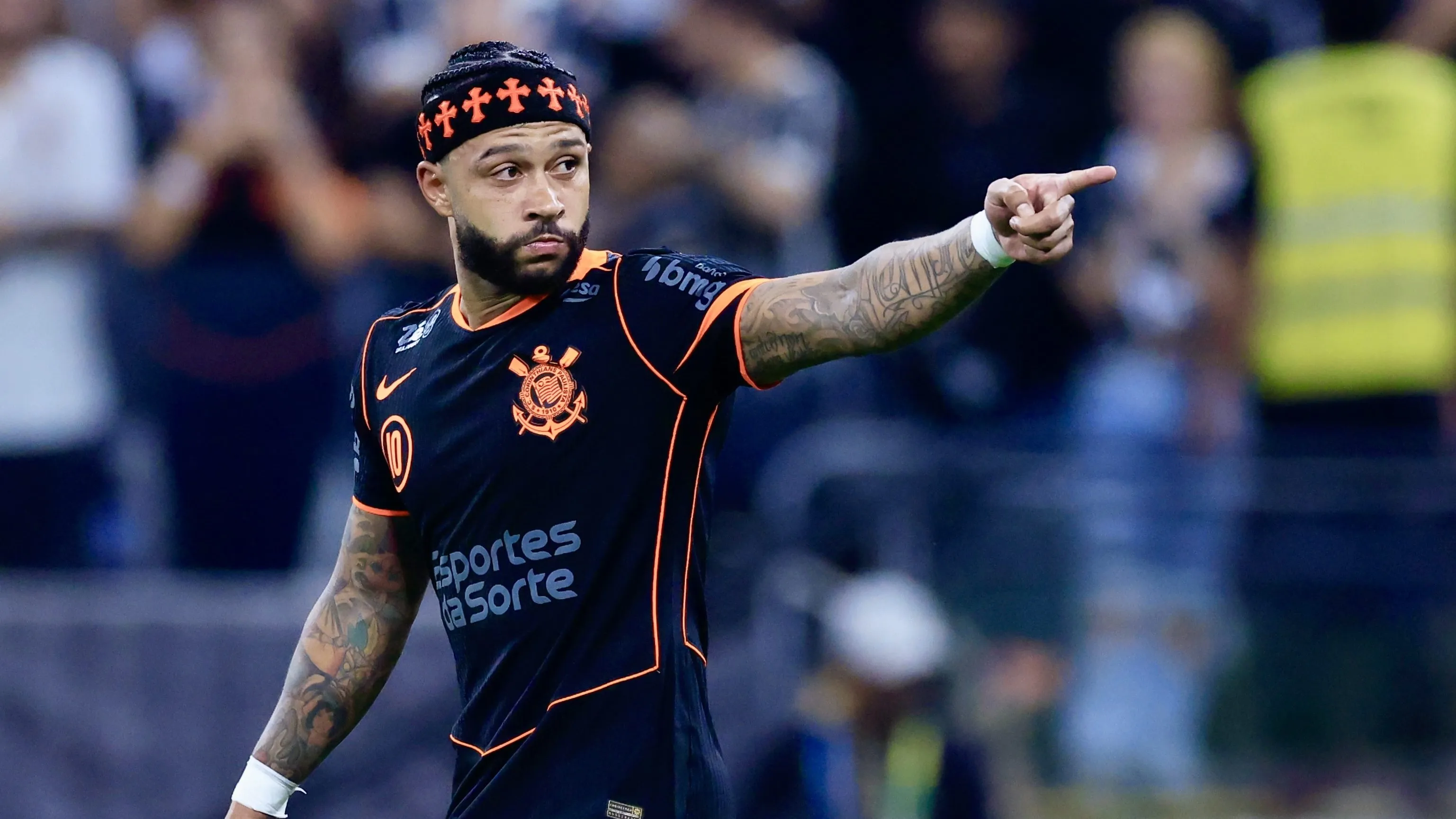 Memphis Depay jogador do Corinthians durante partida contra o Cruzeiro no estadio Arena Corinthians pelo campeonato Copa Do Brasil 2025. Foto: Marcello Zambrana/AGIF