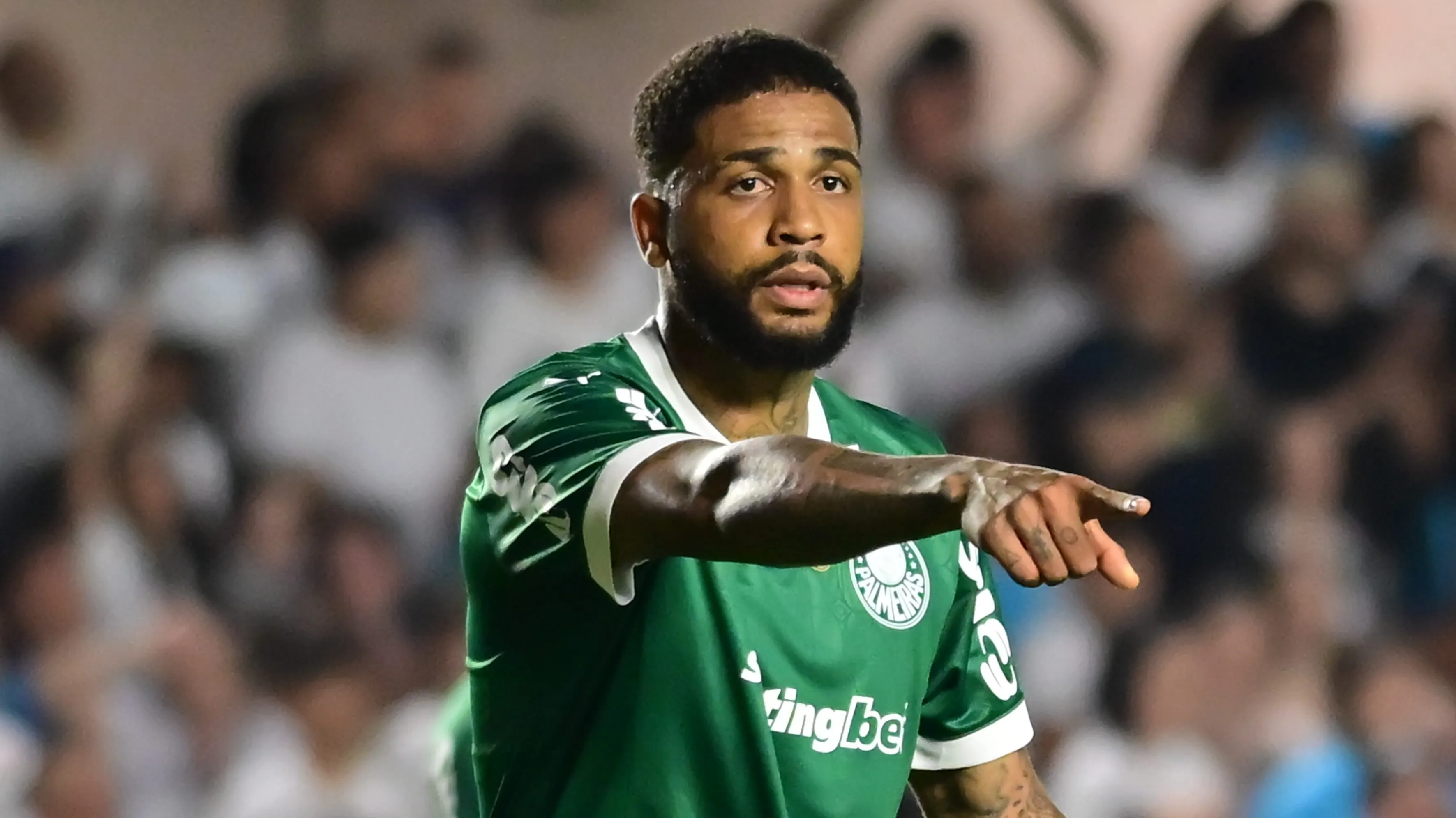 SP – SANTOS – 15/11/2025 – BRASILEIRO A 2025, SANTOS X PALMEIRAS – Micael jogador do Palmeiras durante partida contra o Santos no estadio Vila Belmiro pelo campeonato Brasileiro A 2025. Foto: Jota Erre/AGIF