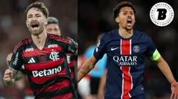 Léo Pereira e Marquinhos vão se enfrentar em Flamengo x PSG - Fotos: Thiago Ribeiro/AGIF e Richard Heathcote/Getty Images