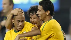 Neymar, Ganso e Pato, jogando pela Seleção Brasileira. Foto: Jeff Zelevansky/Getty Images