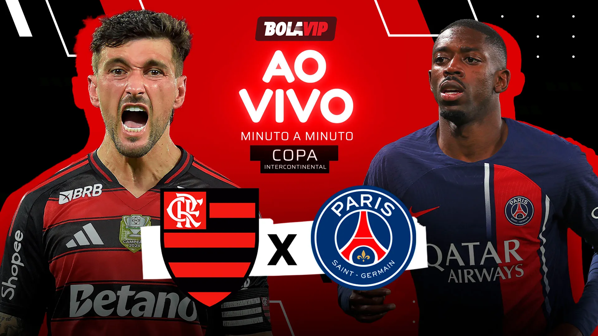 Flamengo x PSG é transmitido ao vivo pelo Bolavip Brasil. Fotos: Alex Planting e Dhavid Normando (Getty Images)