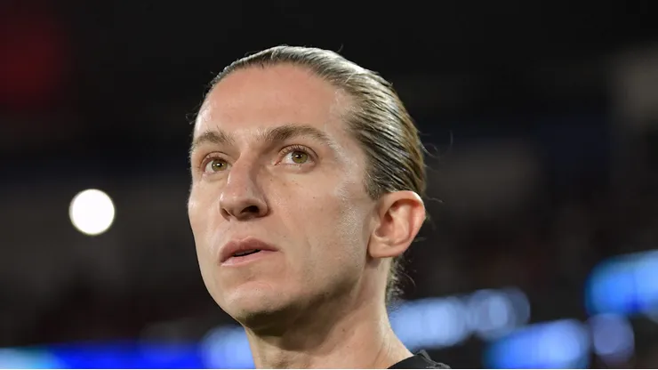 Filipe Luis tecnico do Flamengo durante partida contra o Santos