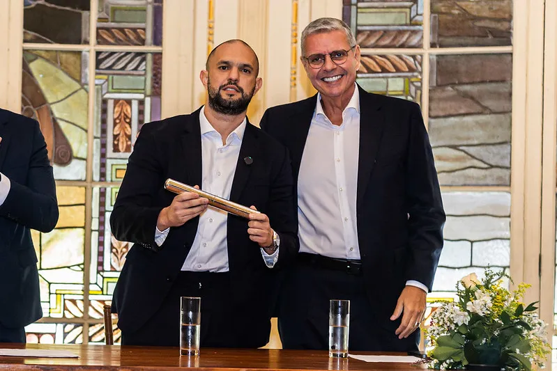 Mattheus Montenegro, novo presidente do Fluminense, ao lado de seu vice, Ricardo Tenório. Foto: Marina Garcia/Fluminense FC