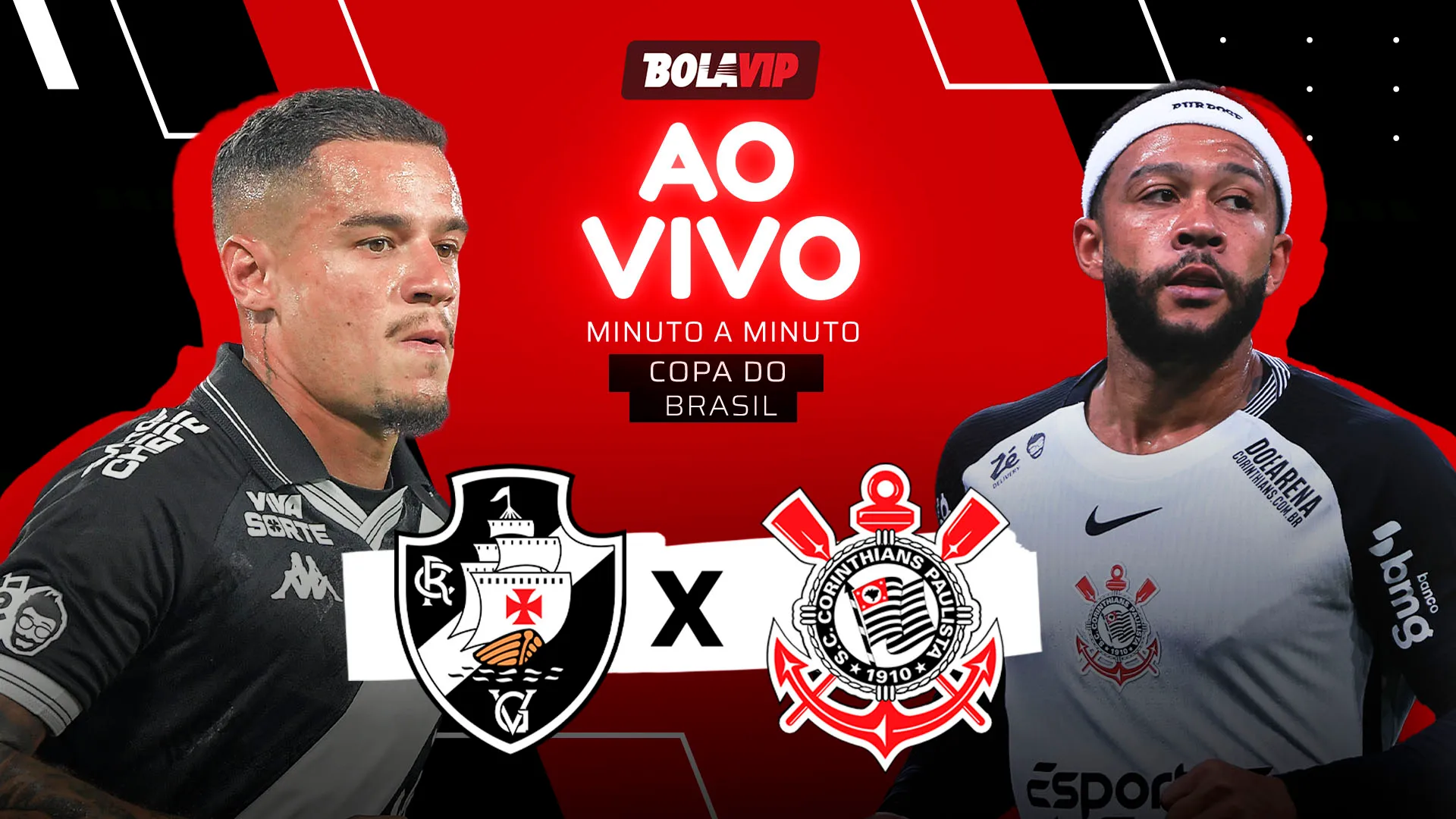 Vasco x Corinthians foi transmitido ao vivo pelo Bolavip Brasil. Fotos: Thiago Ribeiro e Ettore Chiereguini (AGIF)