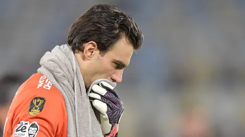 Léo Jardim goleiro do Vasco lamenta derrota ao final da partida contra o Corinthians. Foto: Thiago Ribeiro/AGIF