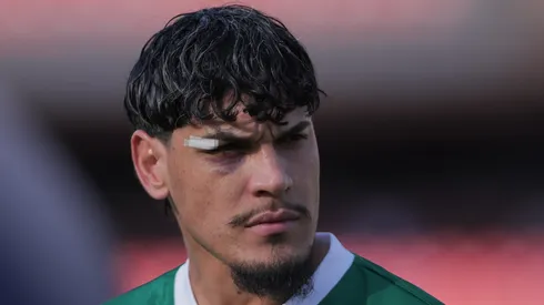 SP - SAO PAULO - 05/10/2025 - BRASILEIRO A 2025, SAO PAULO X PALMEIRAS - Gustavo Gomez jogador do Palmeiras durante partida contra o Sao Paulo no estadio Morumbi pelo campeonato Brasileiro A 2025.