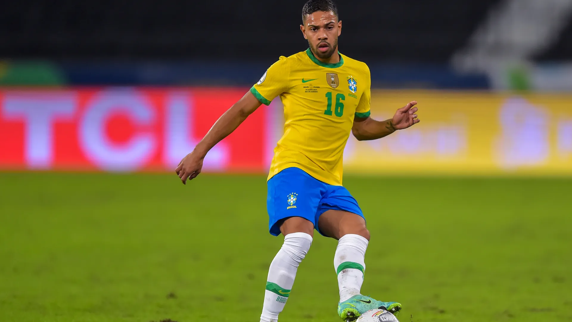 Lodi representando a Seleção Brasileira na Copa América 2021 – Foto: Thiago Ribeiro/AGIF