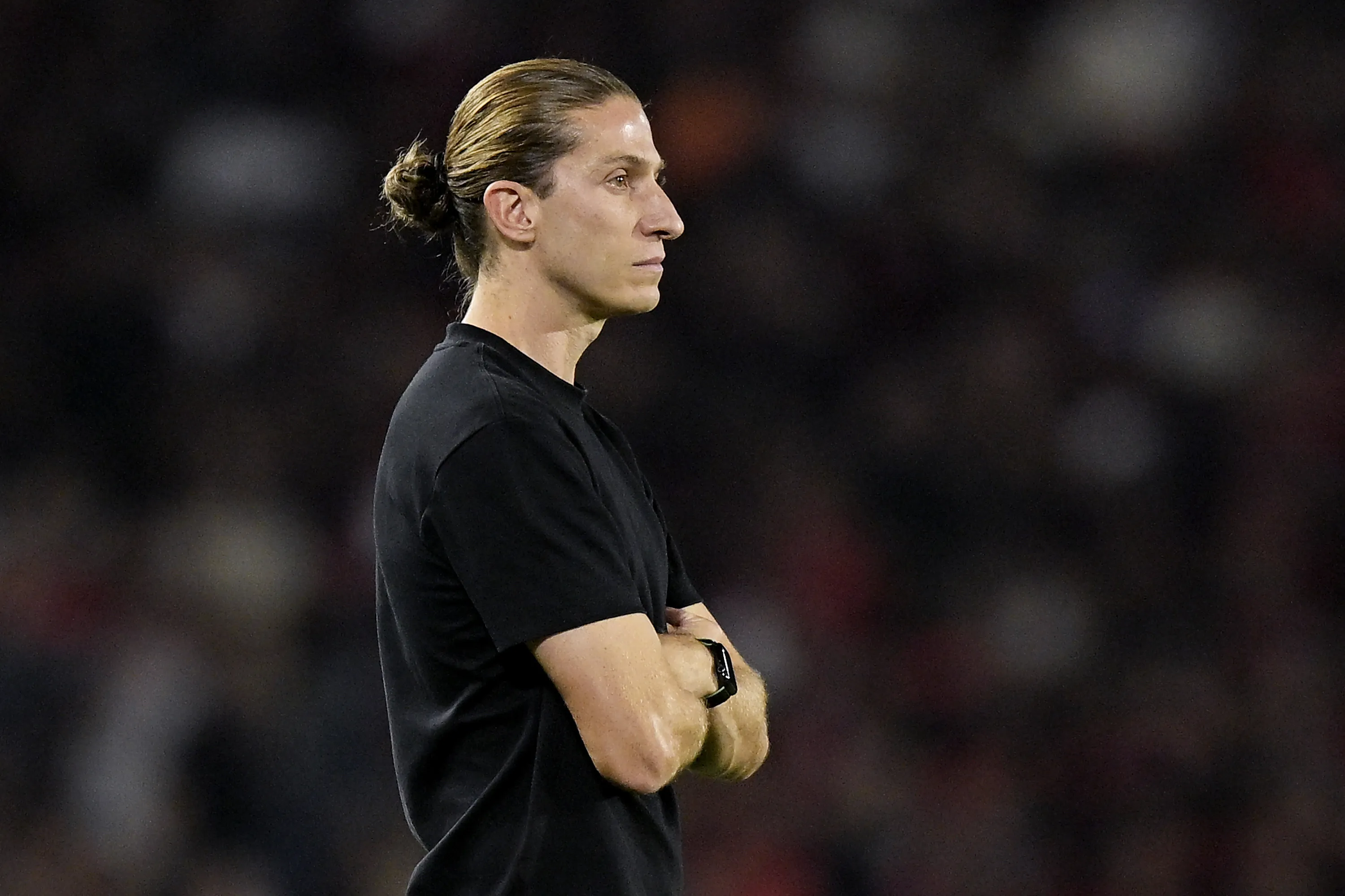 Filipe Luis tecnico do Flamengo durante partida contra o Bragantino no estadio Maracana pelo campeonato Brasileiro A 2025. Foto: Alexandre Loureiro/AGIF