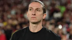 Filipe Luis, técnico do Flamengo, durante partida contra o Santos no estadio Maracana pelo campeonato Brasileiro A 2025. Foto: Thiago Ribeiro/AGIF
