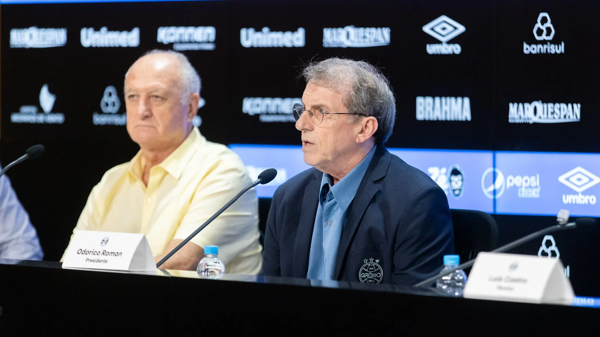Felipão e o presidente Roman trabalham para reforçar o Grêmio –  FOTO: Pedro H. Tesch / Grêmio FBPA