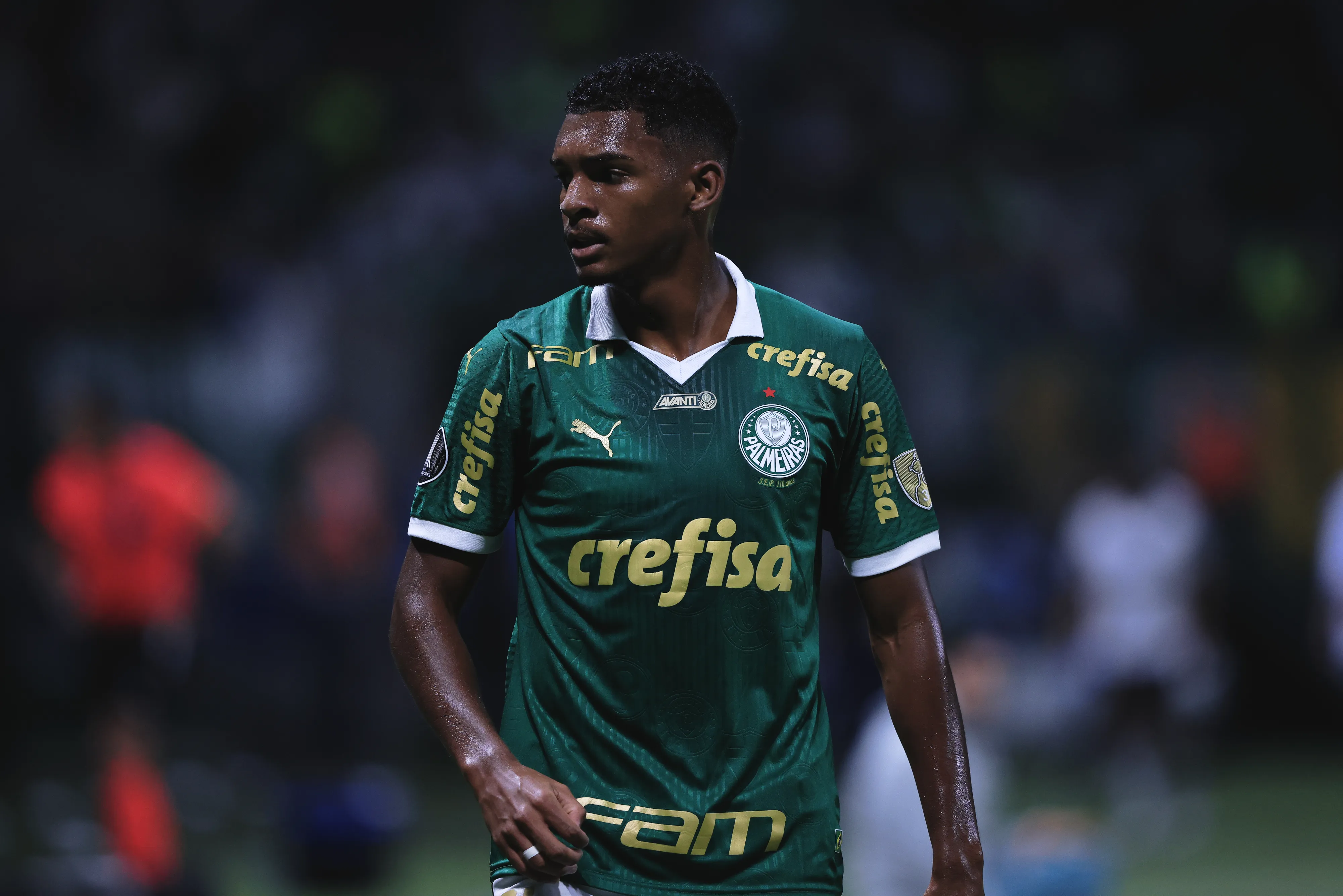 Luis Guilherme jogador do Palmeiras durante partida contra o Liverpool – URU no estadio Arena Allianz Parque pelo campeonato Copa Libertadores 2024. Foto: Ettore Chiereguini/AGIF