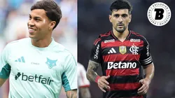 Kaio Jorge e Arrascaeta travaram a disputa pela artilharia do país - Fotos: Gilson Lobo/AGIF e Alexandre Loureiro/AGIF