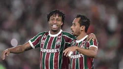 RJ - RIO DE JANEIRO - 04/10/2025 - BRASILEIRO A 2025, FLUMINENSE X ATLETICO-MG - Keno jogador do Fluminense comemora seu gol com Lima jogador da sua equipe durante partida contra o Atletico-MG no estadio Maracana pelo campeonato Brasileiro A 2025. Foto: Thiago Ribeiro/AGIF