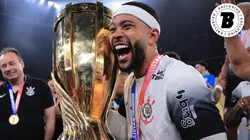 Memphis Depay comemora conquista do Campeonato Paulista de 2025 pelo Corinthians. Foto: Ettore Chiereguini/AGIF