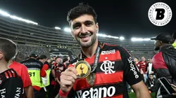 Arrascaeta comemora tetra da Libertadores do Flamengo. Foto: Rodrigo Valle/Getty Images