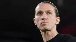 Filipe Luis, técnico do Flamengo, durante partida contra o Vitoria no estadio Maracana pelo campeonato Brasileiro A 2025. Foto: Thiago Ribeiro/AGIF