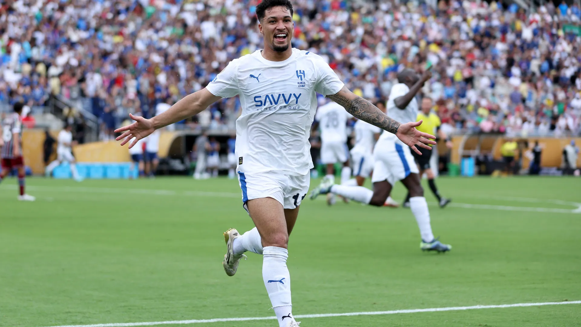 Marcos Leonardo comemorando pelo Al-Hilal – Foto: Megan Briggs/Getty Images