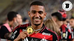 Samuel Lino comemora tetra do Flamengo na Libertadores. Foto: Rodrigo Valle/Getty Images
