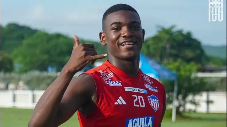 Joel Canchimbo, atacante do Junior de Barranquilla em treinamento (Foto: Divulgação/Junior de Barranquilla)