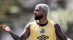 Gabigol treinando com o colete dos treservas