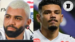 Gabigol e Tiquinho Soares vão disputar a titularidade no Santos - Fotos: Jota Erre/AGIF