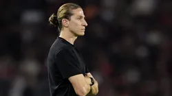 Filipe Luis, técnico do Flamengo, durante partida contra o Bragantino no estadio Maracana pelo campeonato Brasileiro A 2025. Foto: Alexandre Loureiro/AGIF