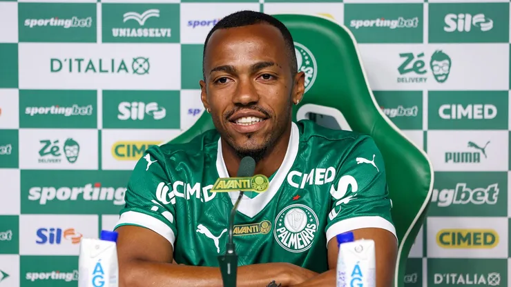 Marlon Freitas foi apresentado no Palmeiras. Foto: Fabio Menotti/Palmeiras