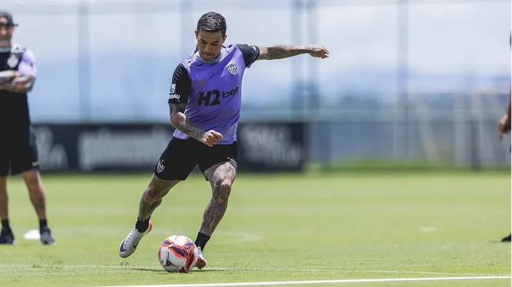 Dudu durante treino pelo Atlético-MG. Foto: Pedro Souza/Atlético-MG