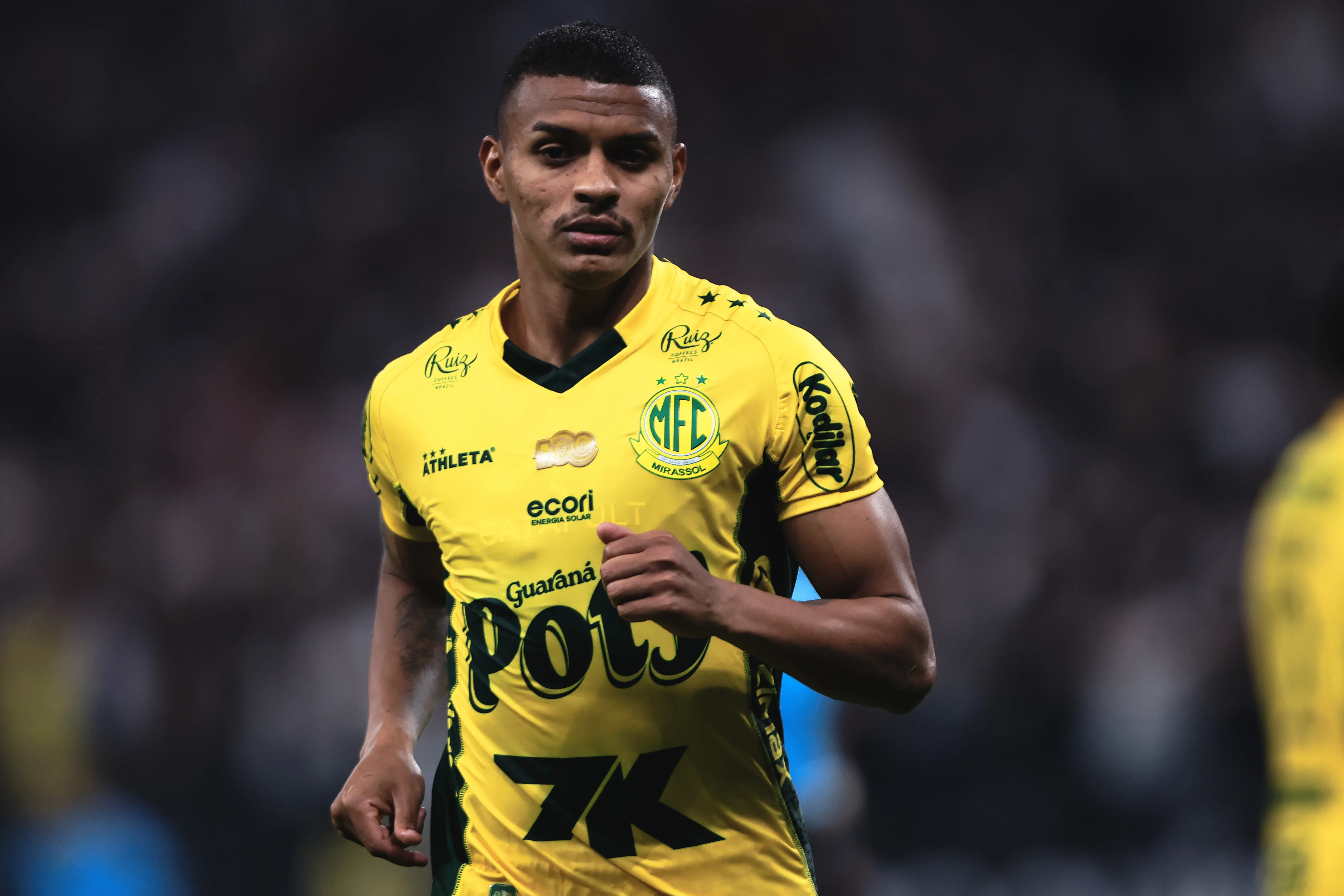 SP – SAO PAULO – 04/10/2025 – BRASILEIRO A 2025, CORINTHIANS X MIRASSOL – Negueba jogador do Mirassol durante partida contra o Corinthians no estadio Arena Corinthians pelo campeonato Brasileiro A 2025. Foto: Ettore Chiereguini/AGIF