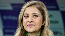 Leila Pereira presidente do Palmeiras antes da partida contra o Santos no estadio Arena Allianz Parque pelo campeonato Brasileiro A 2025. Foto: Fabio Giannelli/AGIF