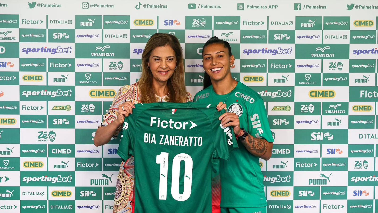 Bia Zaneratto é apresentada no Palmeiras. Foto: Fabio Menotti/Palmeiras