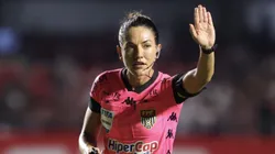 A arbitra Daiane Caroline Muniz dos Santos durante partida entre Sao Paulo e Ponte Preta no estadio Morumbi pelo campeonato Paulista 2025. Foto: Marcello Zambrana/AGIF