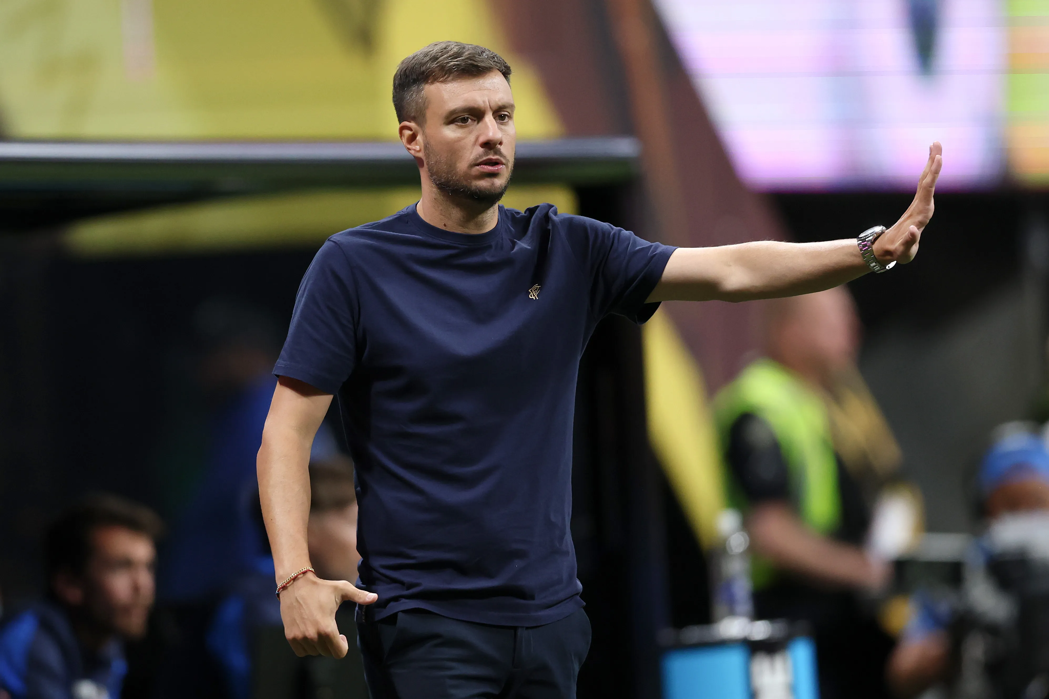 ATLANTA, GEORGIA – JUNE 19: Martin Anselmi, Head Coach of FC Porto, reacts during the FIFA Club World Cup 2025 group A match between Internacional CF Miami and FC Porto at Mercedes-Benz Stadium on June 19, 2025 in Atlanta, Georgia. (Photo by Kevin C. Cox/Getty Images)