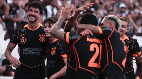 Gustavo Henrique jogador do Corinthians comemora seu gol. Foto: Ettore Chiereguini/AGIF